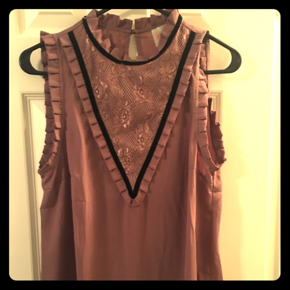 Moon ModCloth high neck sleeveless pink shirt